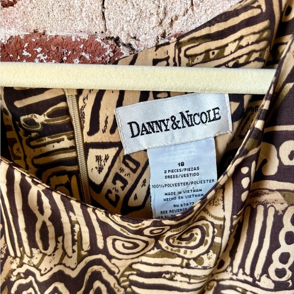 Vintage Danny & Nicole brown patterned tank top dress - Picture 7 of 8